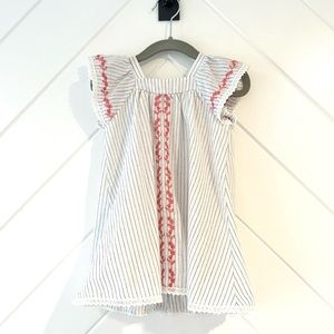 Baby Striped Dress with Crochet Appliqué